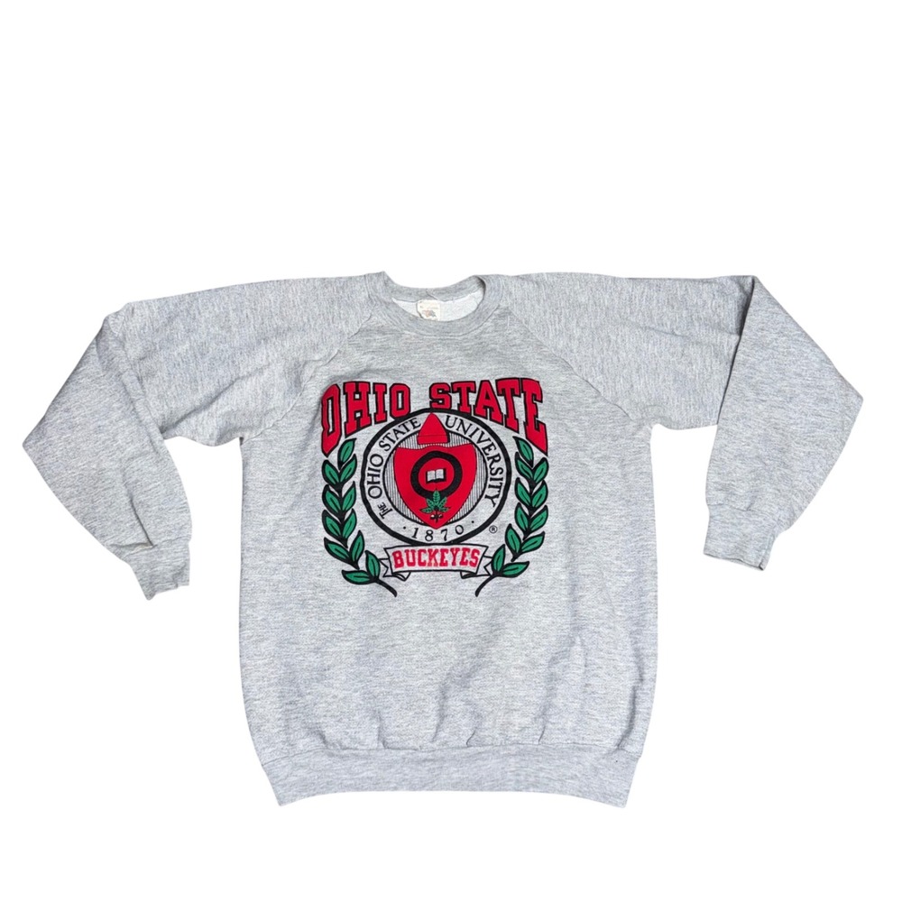 Fruit‎ of the Loom Ohio State Sweatshirt Mens XL Gray Excellent Vintage Raglan